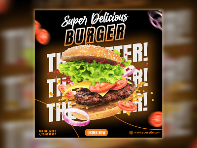 Super Delicious Burger burger social media poster graphic design social media poster