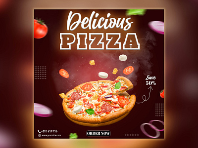 Delicious Pizza burger social media poster design graphic design social media poster