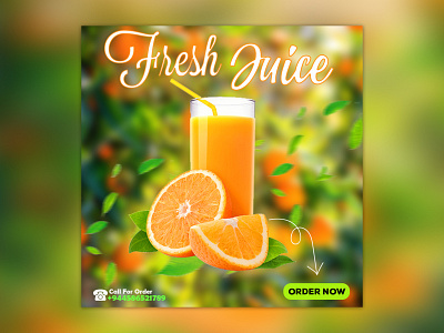 Orange Fresh Juice branding burger social media poster design graphic design social media poster