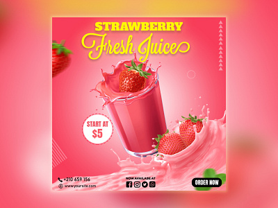 Strawberry Fresh Juice design graphic design juice social media design social media poster
