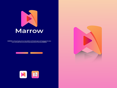 Marrow Media Player Logo 3d logo app brandidentity branding branding logo design graphic design icon illustration logo logo branding logo design media player mobile app music app music player music player logo play button player logo video player