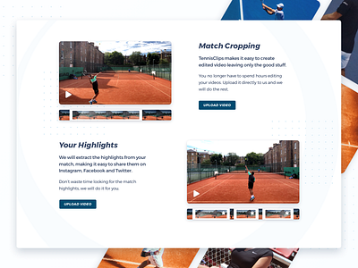 Product Page – Features Descriptions branding clean landing landing page match match highlights minimal sport sports sports branding tennis tennis ball tennis clips tennis player uidesign web design webpage website