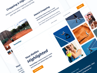 Product Page Design blue branding branding and identity clean grid interface landing landing page light minimal minimalistic design orange sport sports startup technology tennis tennis player ui design website