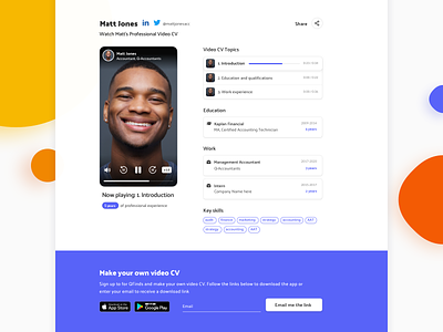 WebShare Link branding innovation job seekers profile jobs minimal playful purple startup tech technology ui ux design video cv maker video cv maker app visual design web web design webshare work experience