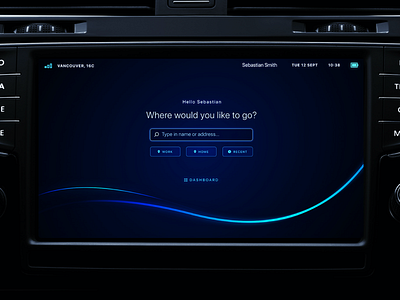 In-Car Display UI automobile automotive black blue car dark display electric car in car display interface navigator screen self driving ui visual design