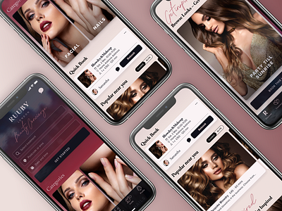 Beauty App UI – Search, Recent Bookings, Suggestions