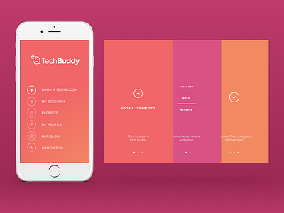 TechBuddy App. Main Menu and Tutorial Screens