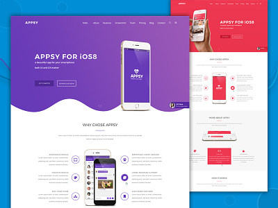 App Landing Page PSD Template | APPSY app creative landing page psd design psd template