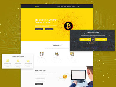 Cryptocurrency Web Template Design agency bitcoin blockchain business coin crypto currency digital currency exchange exchange currency online wallet ui ux
