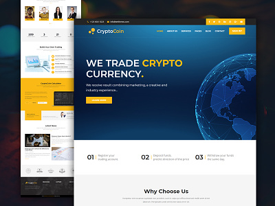 CryptoCoin - Crypto Currency Web Template agency bitcoin blockchain business coin crypto currency digital currency exchange exchange currency online wallet ui ux