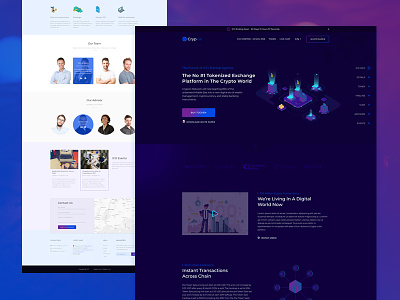 Cryptocurrency Tokenized Exchange Platform Landing Page 3d bitcoin blockchain cryptocurrency design header illustration isometric landing page ui ux