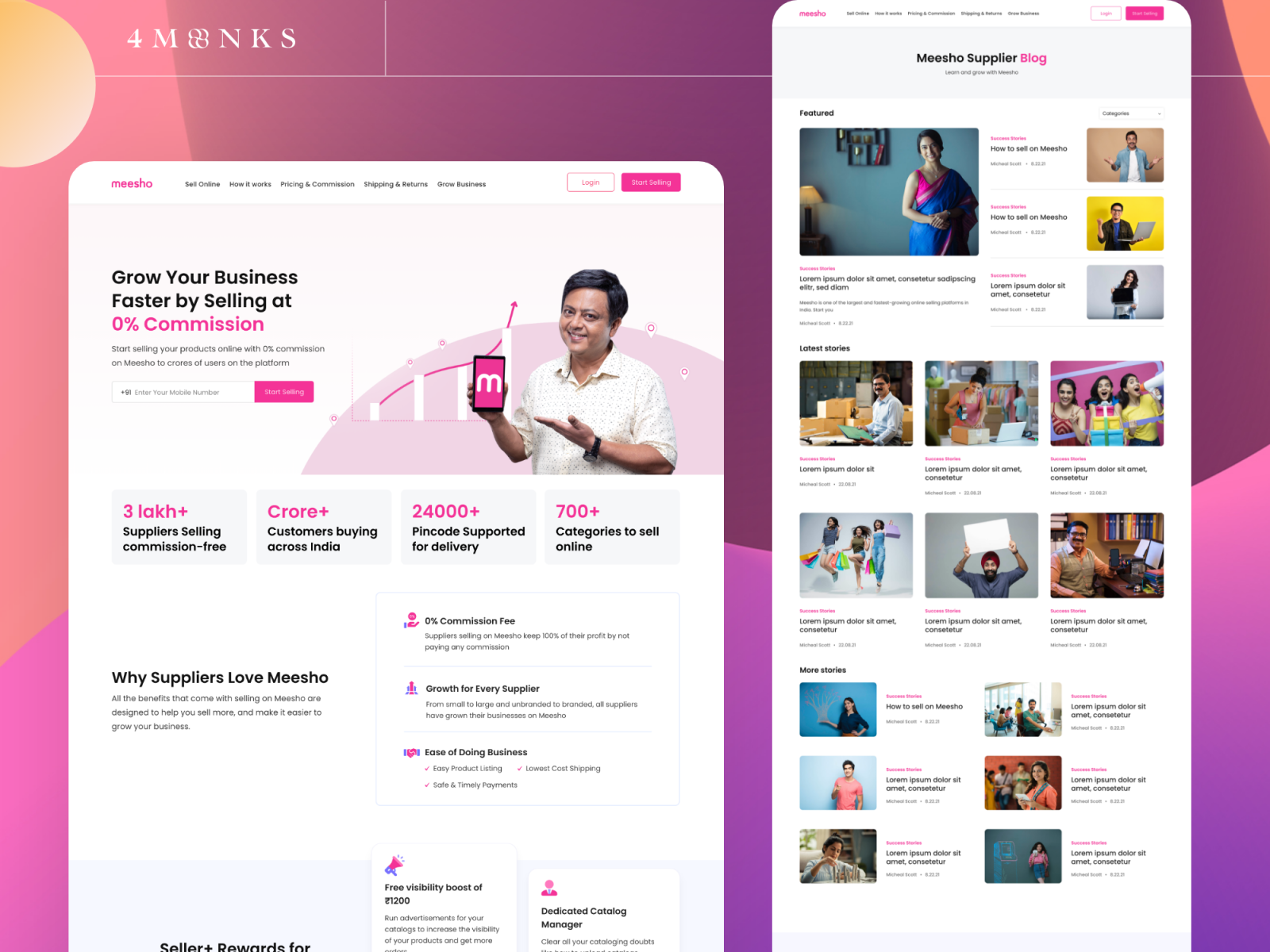 Meesho Supplier Website by 4Monks on Dribbble