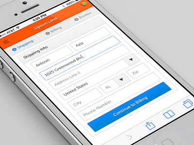 Shipping details app billing e commerce info interface iphone light review shipping ui ux webapp