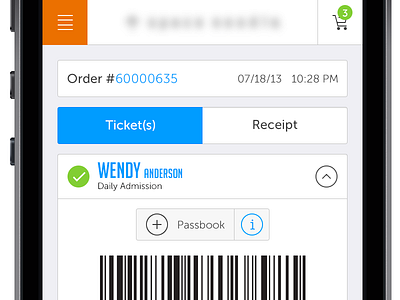 Name on Ticket Registration barcode name order passbook registration tickets