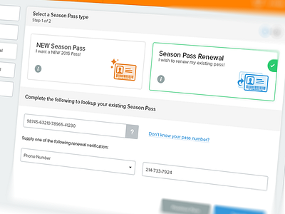 Season Pass Renewals ecommerce form info pass store