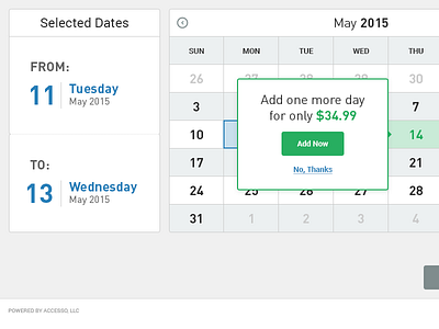 Selected Dates calendar date days price ui