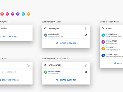 Customer Search avatar colors search ui ux