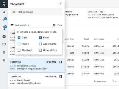 Order search results guest order management search search results ui ux