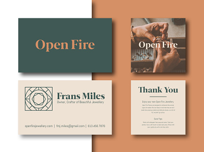 Open Fire | Business Cards branding business card businesscard design fire jewellery jewelry logo open thank you card