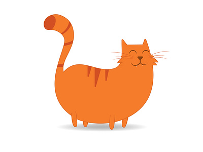 Cute cat character design card cartoon cat character design flat ginger illustration orange