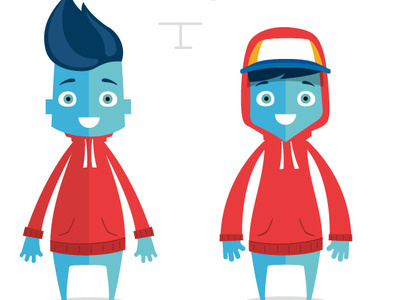 Blue Character design boy cartoon character cool design flat illustration style young