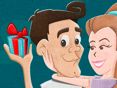 Wished Gift cartoon character couple design gift illustration mywishapp vintage wish