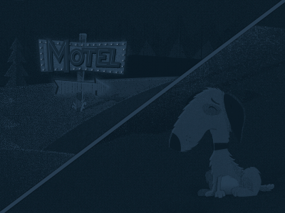 Pladdy WIP6 billboard blue cartoon design dog draw guscocox illustration night pladdy