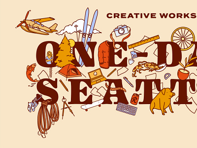 Creative Works Seattle branding conference design event illustration logo typography