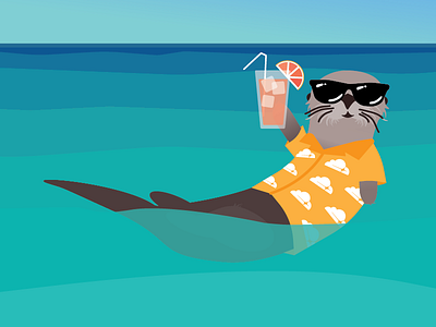 Maxin' & Relaxin Otter california drink hawaii hawaiian shirt mascot monterey otter retreat sea otter sunglasses