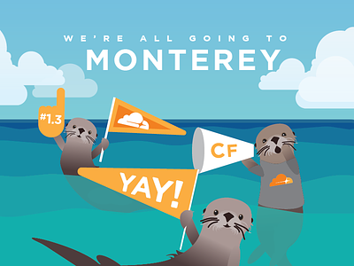 We're All Going to Monterey! california fan flag foam finger mascot monterey otter retreat sea otter