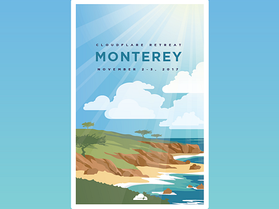 Monterey Retreat Poster california clouds coast monterey ocean ray sea sun sunbeam
