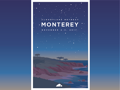 Monterey Retreat Poster (Night) california coast monterey night ocean sea stars sunrise
