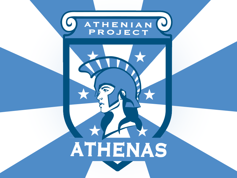 Athenian Project crest roman greek warrior sports democracy america badge helmet athena
