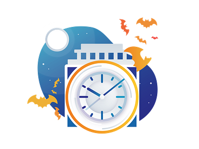 Halloween Time Service bats clock clock tower halloween moon night stars time