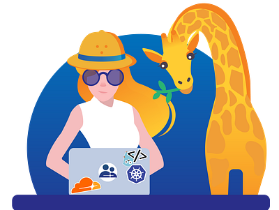 Connect from Afar africa giraffe glasses laptop programming safari teamwork