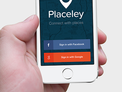 Placeley Login app buttons ios7 iphone login maps mobile places social ui ux