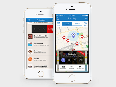 Placeley Map & List app following ios7 iphone list map mobile places social trending ui ux