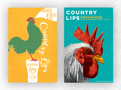 Country Lips Gig Posters band posters country rooster