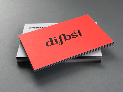 Difbst Cards branding bright business card logo neon pms 805 quadplex spot color triplex