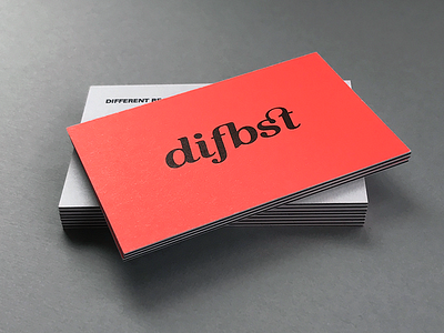 Difbst Cards branding bright business card logo neon pms 805 quadplex spot color triplex