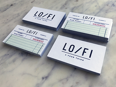Lo Fi Business Cards branding business card chef food guest logo restaurant simple triplex
