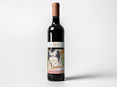 The Jane Cabernet branding illustration wine label
