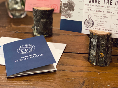Trevor & Layal Wedding Detail field guide invitations stamp wedding wedding invite