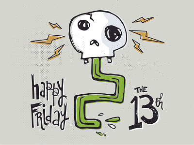 Friday the 13th friday the 13th halloween hand lettering illustration skull spooky spoopy texture