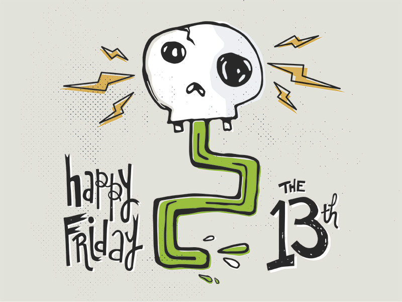 Friday the 13th hand lettering spooky friday the 13th texture illustration skull halloween spoopy