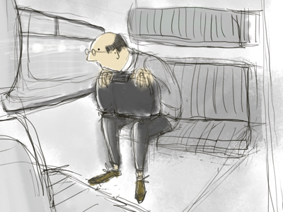 Man on train animation concept digital drawing illustration painting photoshop