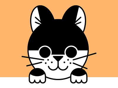 Peek A Boo cat doodle illustration