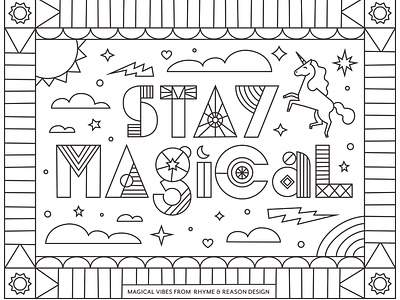 Stay Magical Coloring Sheet book coloring coronavirus illustration magic magical page pattern quote sheet type typography unicorn