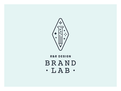 R&R Brand Lab badge brand branding design experiment identity illustration lab line art logo pattern pencil science sparkle test tube typography vial webinar