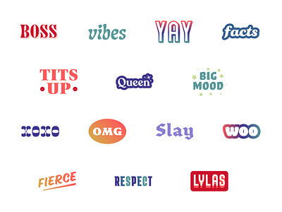 International Women's Day Slackmoji pack big mood emoji facts fierce lylas omg queen respect slackmoji slay sticker type typography vibes women xoxo
